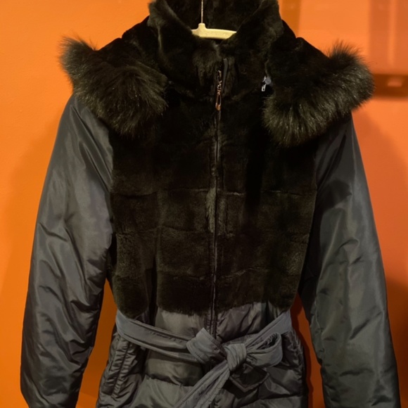 BLUE DUCK authentic real fur navy down parka small